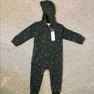NWT Cozy Forest Green Fleece Romper 18-24M